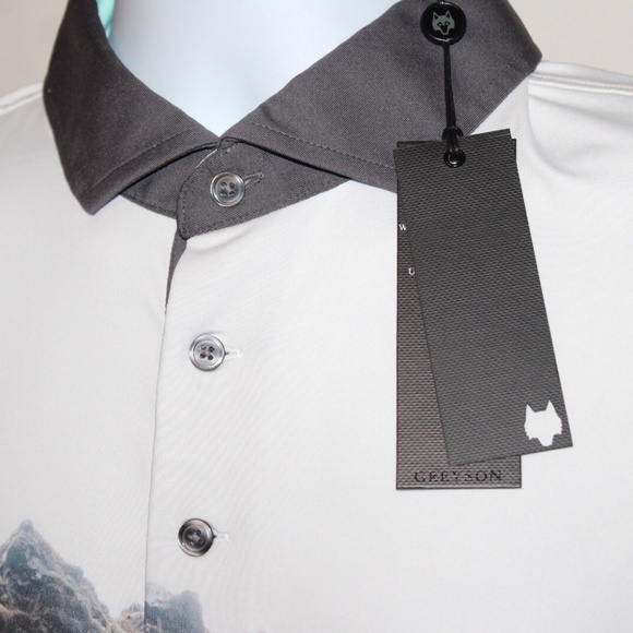 Greyson Golf Arctic Rocks Edge Polo Shirt Waterfall Print Mens Size L $118 NEW - Picture 4 of 7